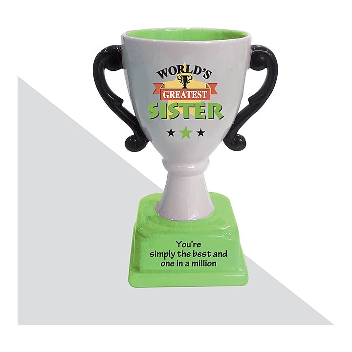 Archies Ceramic Trophy For World's Greatest Sister (Green) : 1 Unit