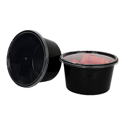Vinay Trading Round Plastic Container Black (500 ml) - Pack Of 10 : 1 Unit