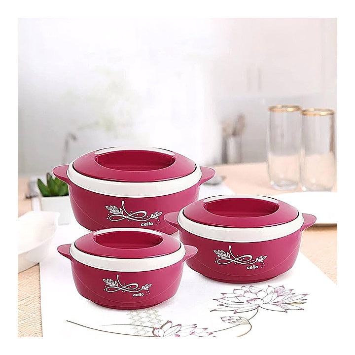 Cello Sapphire Thermoware Casserole (Pink) - Set Of 3 : 1 Unit