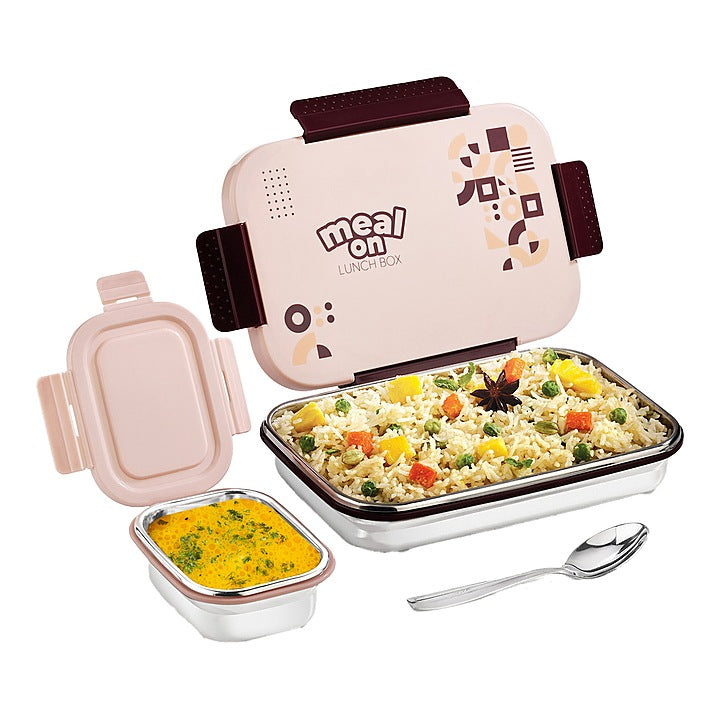 Pratap Stainless Steel Lunch Box (Peach) 720 ml : 1 Unit