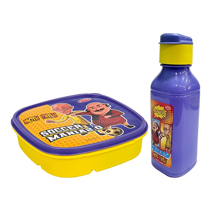 Pratap Motu Patlu Lunch Box Gift Set (Yellow & Purple) - Set Of 2 : 1 Unit