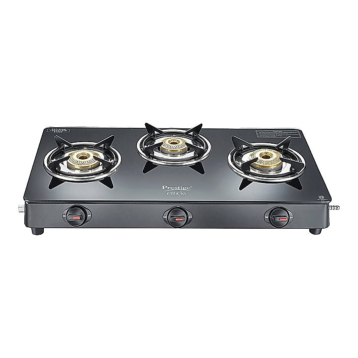 Prestige Efficia Glasstop LP Gas Stove - 3 Brass Burner : 1 Unit