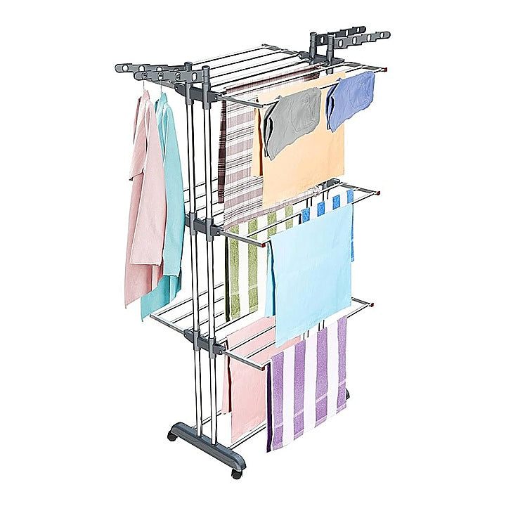 Limetro Stainless Steel Double Pole 3-Layer Cloths Drying Stand : 1 Unit