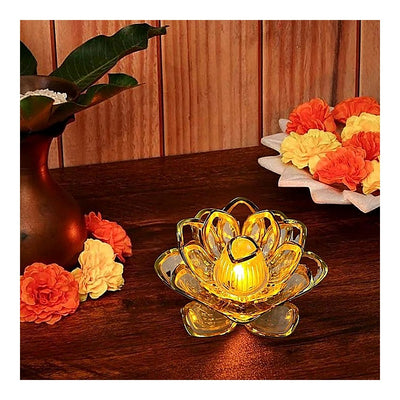 DesiDiya Lotus Flower Tea Light (Golden) : 1 Unit