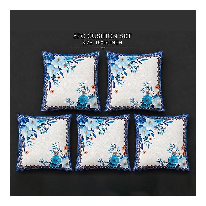 MHF Floral Lotus Cushion Cover 04 (Peacock) 40 x 40 cm - Set of 5 : 1 Unit