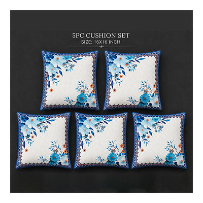 MHF Floral Lotus Cushion Cover 04 (Peacock) 40 x 40 cm - Set of 5 : 1 Unit