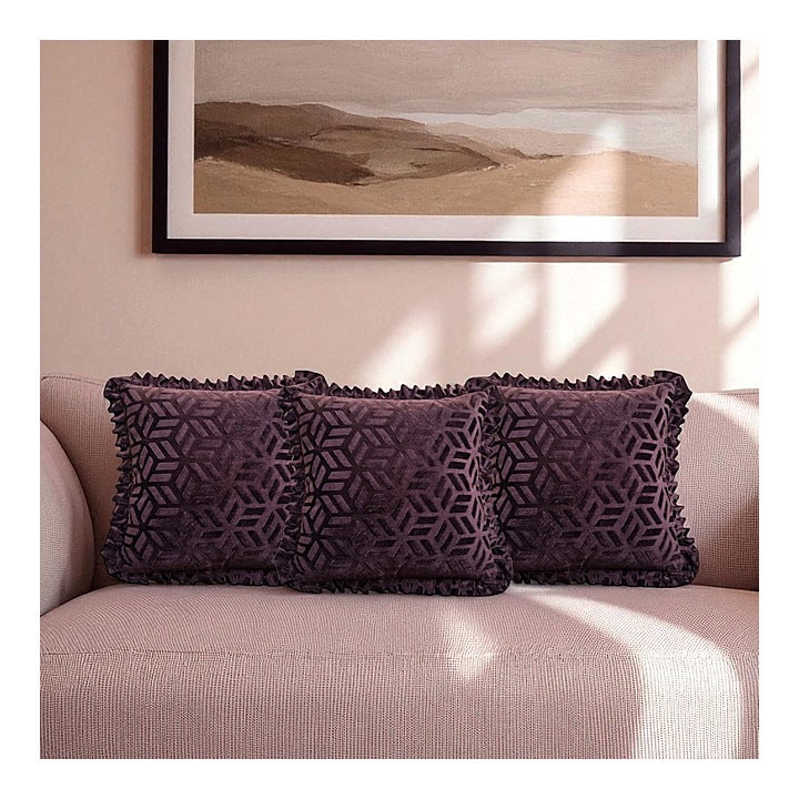 MHF Abstract Grace Frill Cushion Cover 05 (Brown) 40 x 40 cm - Set of 3 : 1 Unit