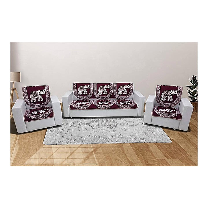 MHF Elephant Sofa Cover 03 (Maroon) 5 Seater : 1 Unit