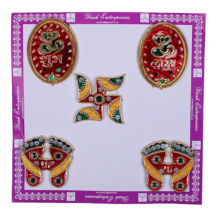 Acrylic Mina Shubh Labh Sticker D10 - 5 Pieces : 1 Unit
