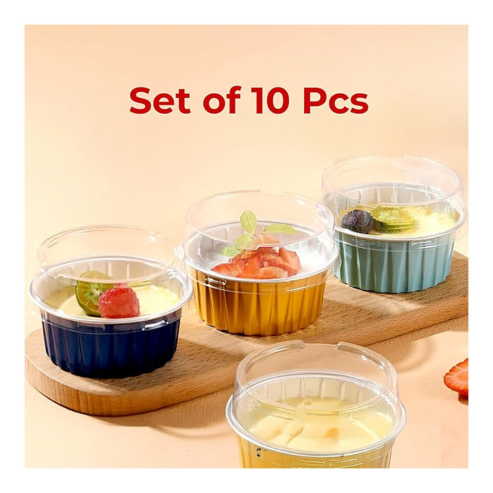 HAZEL Aluminium Bake & Serve Reusable Round Shape Container - Set of 10 : 1 Unit