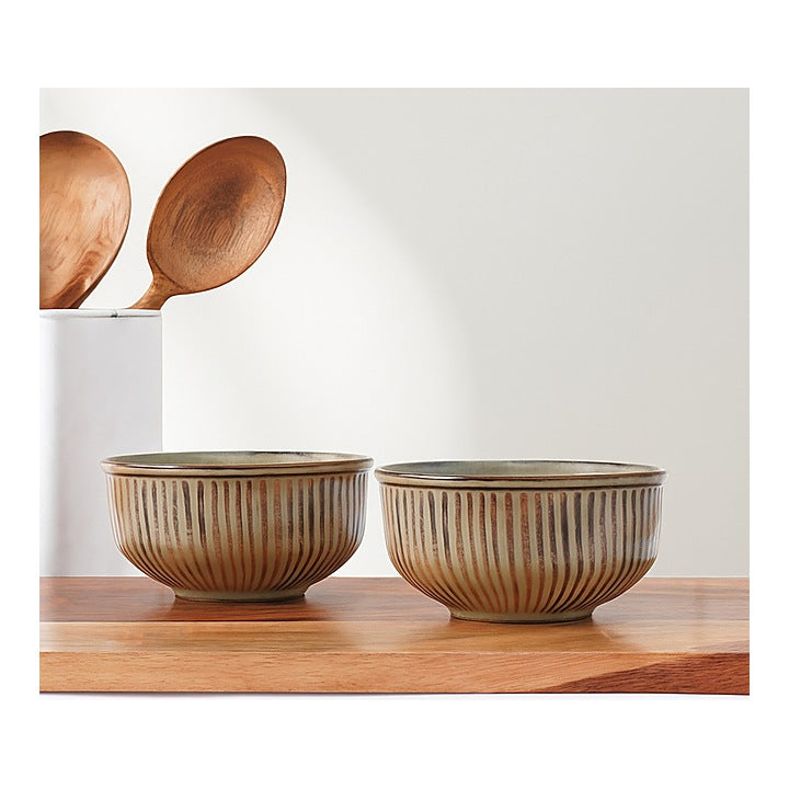 Femora Ceramic Snack Bowl (Brown) 450 ml - Set Of 2 : 1 Unit