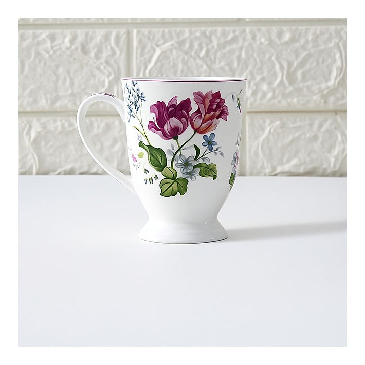 Femora Ceramic Floral Coffee Mug (White) - 300 ml : 1 Unit
