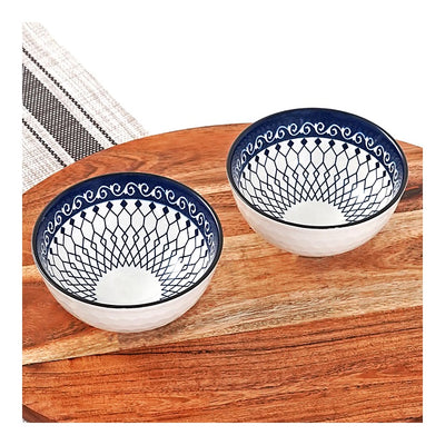 Femora Ceramic Bowl D1 (White & Blue) 315 ml : 2 N