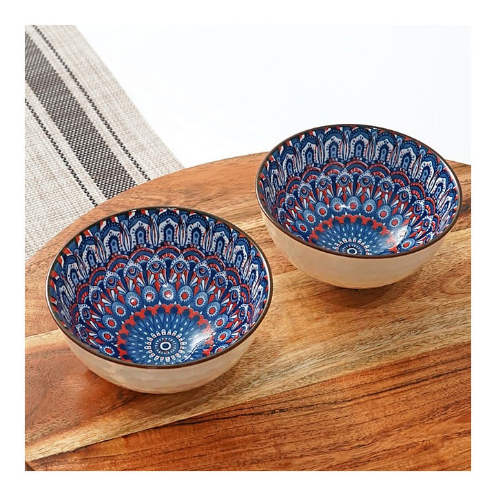 Femora Ceramic Bowl D3 (White & Blue) 315 ml : 2 N