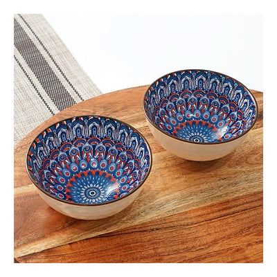 Femora Ceramic Bowl D3 (White & Blue) 315 ml : 2 N