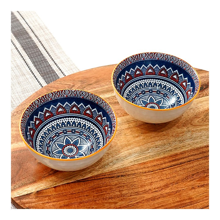 Femora Ceramic Bowl D4 (White & Blue) 315 ml : 2 N