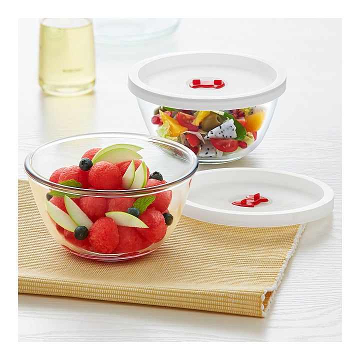 Borosil Tuff Round Glass Bowl With Lid (750 ml) : 2 N