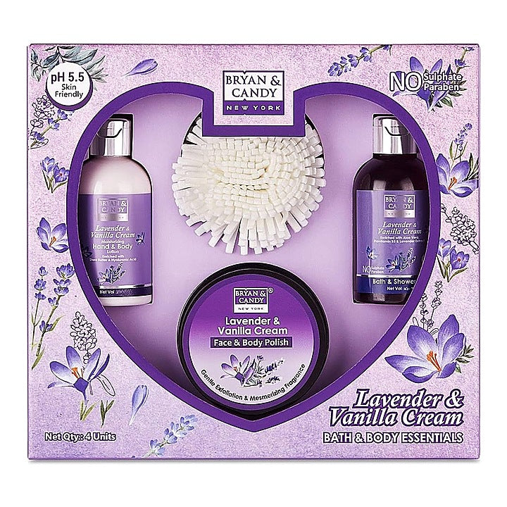 Bryan & Candy Lavender & Vanilla Cream Body Care Heart Collection Gift Set : 1 U