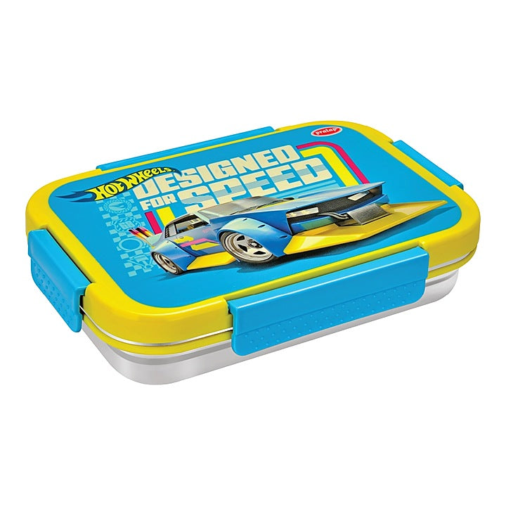 Pratap Stainless Steel Hot Wheels Lunch Box (Yellow) 720 ml : 1 Unit