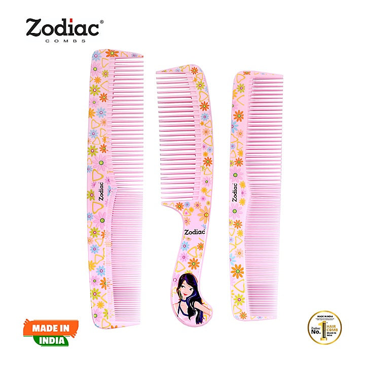 Zodiac 3P Designer Comb (Pink) - Pack Of 3 : 1 Unit