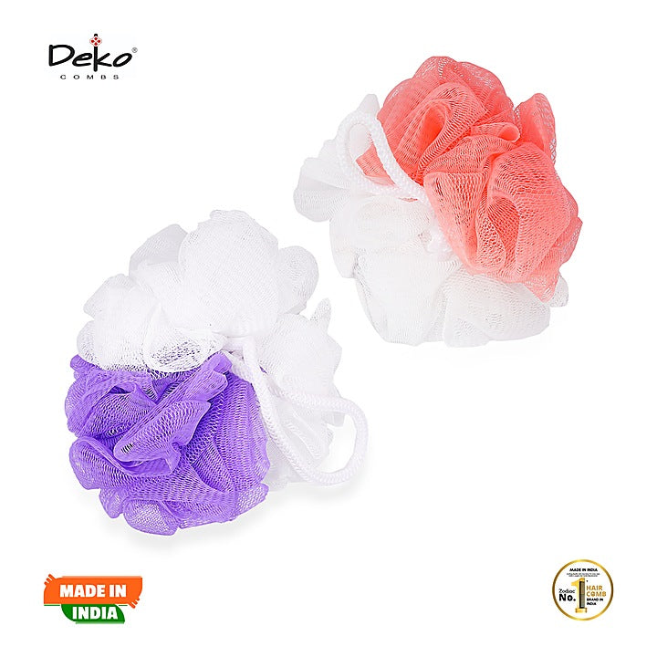 Deko 2P Loofah Sponge Set (Lite Peach & Purple) - Pack Of 2 : 1 Unit