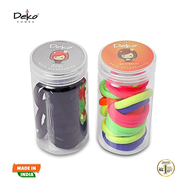 Deko 40P Rubber Band (Neon & Black) - Pack Of 40 : 1 Unit