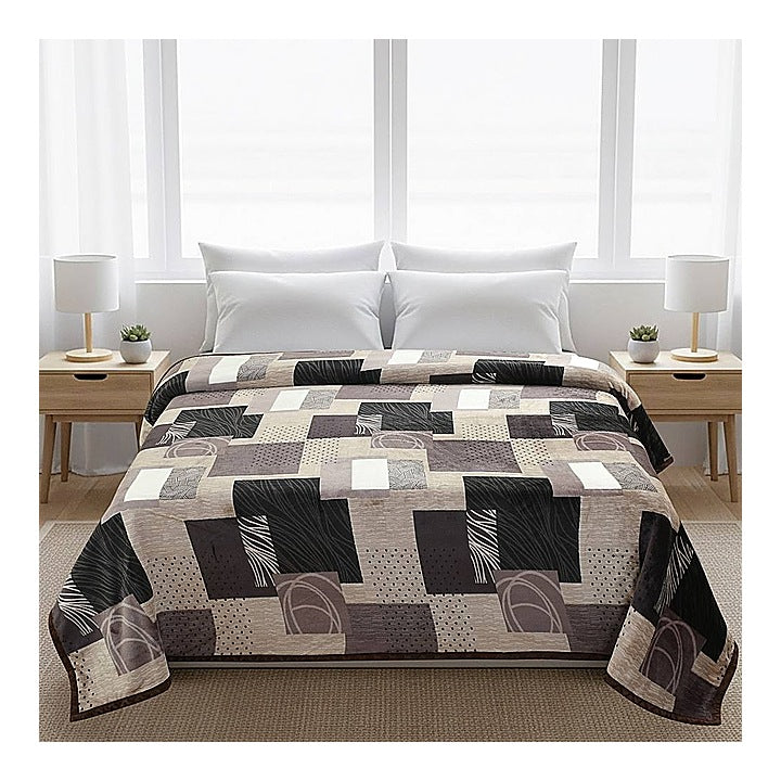 GoHome Prestige Flannel Double Blanket FBD03 (Brown) 7.33 x 6.83 ft : 1 Unit
