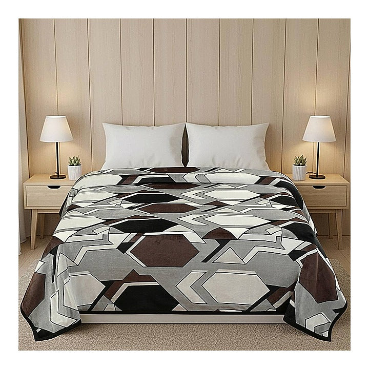 GoHome Prestige Flannel Double Blanket FBD06 (Charcoal) 7.33 x 6.83 ft : 1 Unit