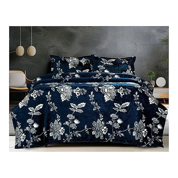 Sheetal World Flannel Emporio Single Blanket (Blue & White) - 145 x 225 cm : 1 Unit