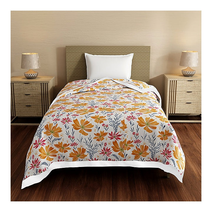 Layers Bloom Single Dohar (Cream & Orange) - 220 X 150 cm : 1 Unit