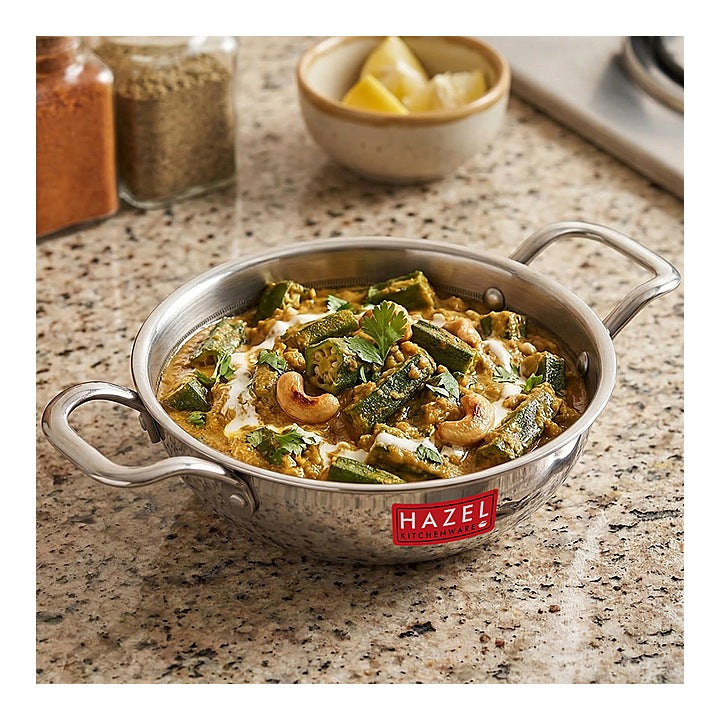 Hazel Triply Steel Honeycomb Non-Stick Kadhai - 22 Cm : 1 Unit