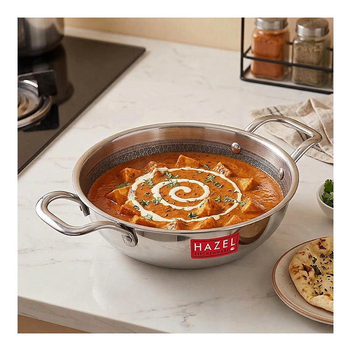 Hazel Triply Steel Honeycomb Non-Stick Kadhai - 24 Cm : 1 Unit
