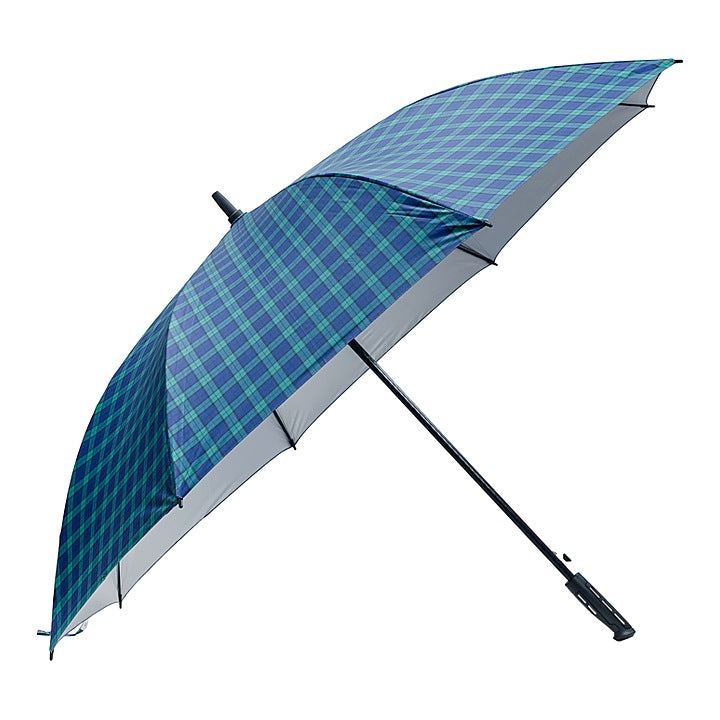 Sun Umbrella Long Non-Folding Golf Sliver 3 Chex Auto Open - 30 Inches : 1 Unit