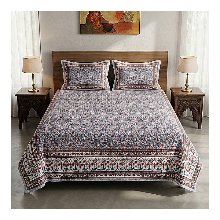 Mafatlal Heritage Double Bedsheet (06) 144 TC - Floral : 236 x 274 cm
