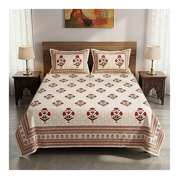 Mafatlal Heritage Double Bedsheet (017) 144 TC - Floral : 236 x 274 cm