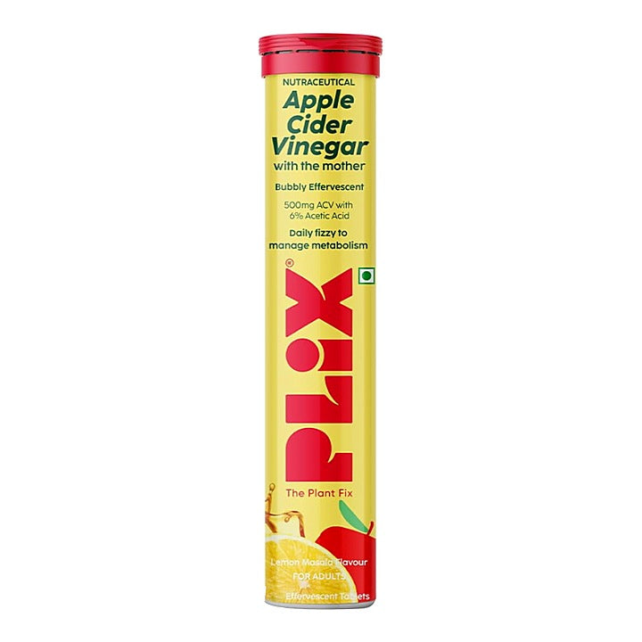 Plix Lemon Masala Flavour Apple Cider Vinegar Effervescent Tablets : 15 Unit