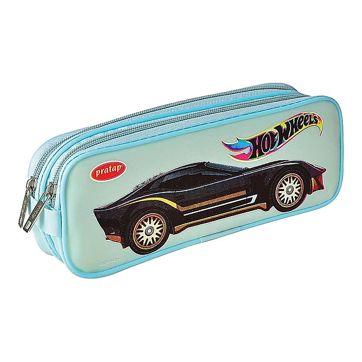 Pratap Hot Wheels Double Zip Single Side Printed Pouch (PBP-08-H) Blue : 1 Unit