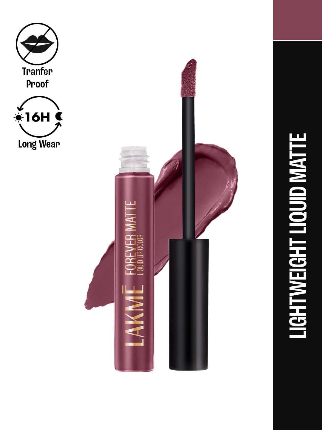 Lakme Forever Matte Lightweight & Transferproof 16Hr Liquid Lipstick 5.6ml - Mauve Ecstacy