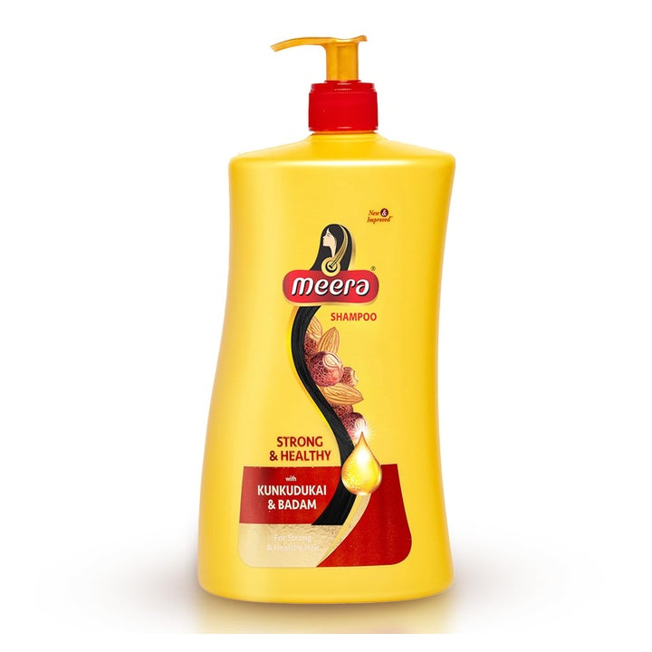Meera Strong and Healthy Shampoo, With Goodness Of Kunkudukai and Badam, For Men And Women,1L