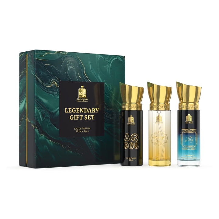 Adilqadri Legendary Perfume Gift Set for Men & Women | Long-Lasting Eau de Parfum | Fruity, Arabic & French Blend | Gift Hamper for Him & Her | Combo Pack (3 x 20ML)
