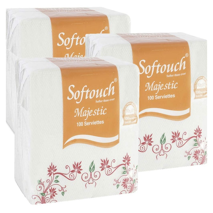 Softouch Tissue Paper Napkins 100 pcs. Each- Set of 3 (Multicolour)