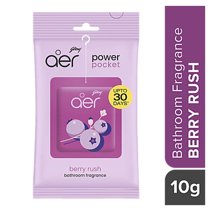 Godrej Aer Power Pocket - Long Lasting Bathroom Fragrance, Berry Rush (10 g)