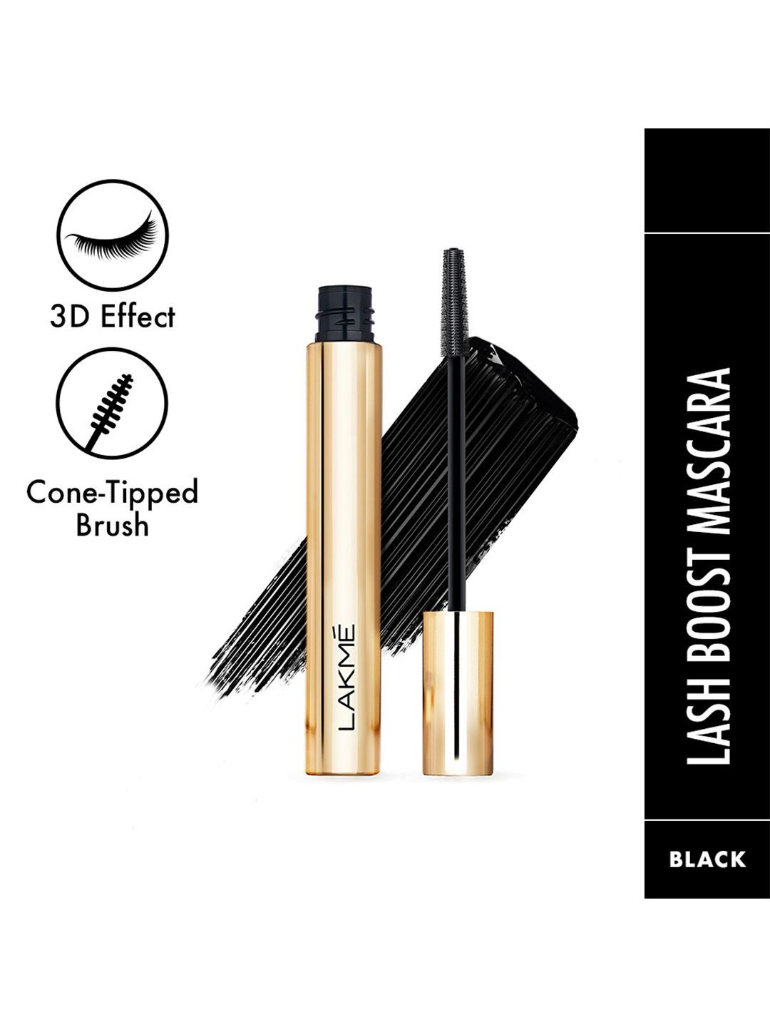 Lakme Lash Boost Extreme Mascara With Cone Tipped Brush For Instant Lash-Lift 10ml - Black