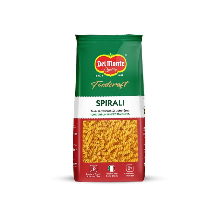 Del Monte Foodcraft Spirali Pasta, Durum Wheat Semolina, 400g| No Maida | Authentic Italian Taste | High Protein & Fibre | Zero Trans Fat