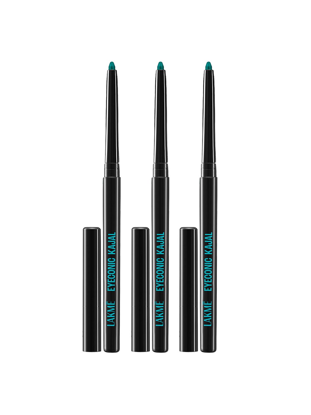 Lakme Set of 3 Eyeconic Smudge Proof & Waterproof Kajal - 0.35g each - Turquoise