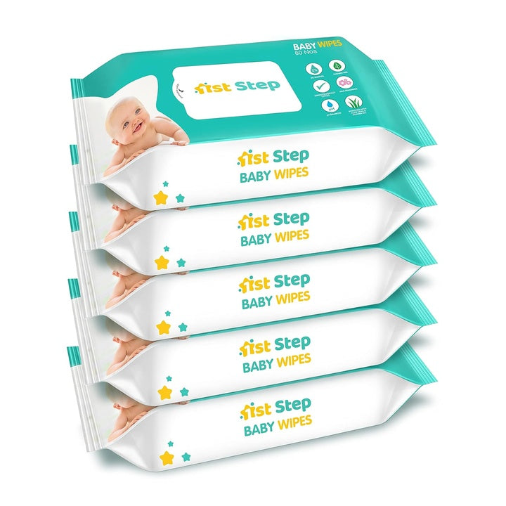 1st Step Baby Wet Wipes Enriched With Aloe-Vera And Jojoba Oil (80Pcs, Pack Of 5)