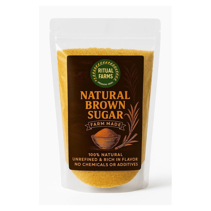 RITUAL FARMS Natural Brown Sugar 500g Pack – Traditional Brown Sugar Crystals for Kitchen and Culinary Use (500gm)