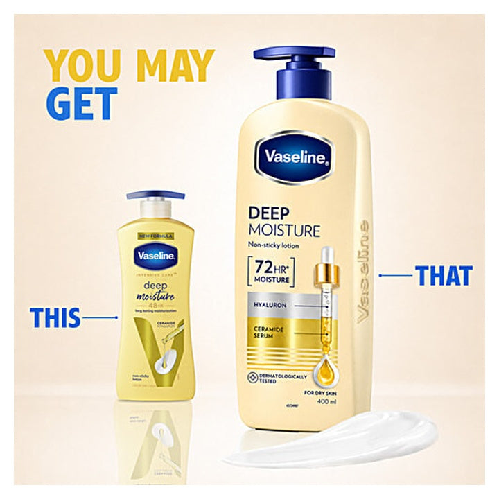 Vaseline Deep Moisture Body Lotion - With Ceramide Hyaluron, For Dry Skin (400 ml)