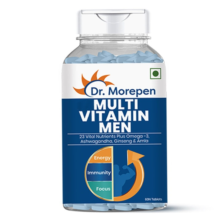 Dr. Morepen Multivitamin For Men | Energy & Immunity Booster | 60 Tablets With Zinc, Vitamin C, Vitamin D3, minerals, Biotin & other nutrients For Energy, Stamina, Immunity, Gut, Heart, Bone & Muscle