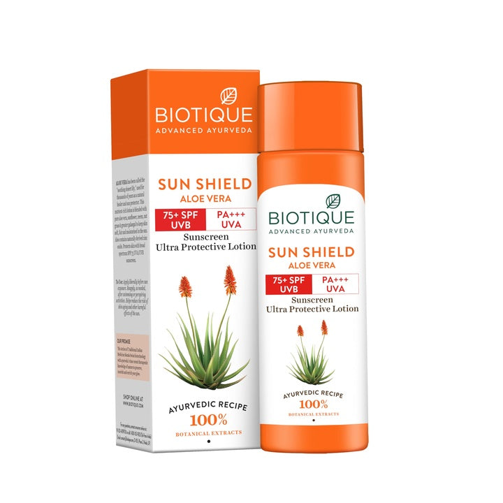 Biotique Aloe Vera 75+SPF UVA/UVB Sunscreen Ultra Soothing Body Lotion, For all skin type, 190ml